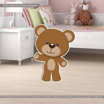 Bear wooden decorative figure printed