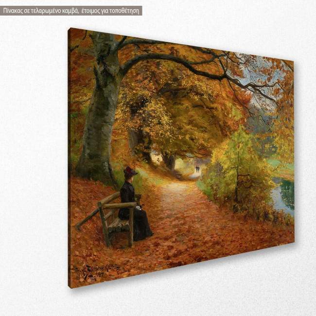 A wooded path in autumn by H. A. Brendekilde, αντίγραφο - αναπαραγωγή πίνακα σε καμβά, κοντινό