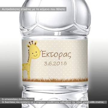 Αυτοκόλλητη ετικέτα Σετ ζωάκια ζούγκλας, , με όνομα και ημερομηνία, με καμηλοπάρδαλη, λιοντάρι, ελέφαντα 2