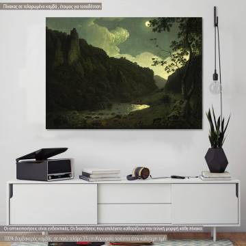 Canvas print Dovedale by moonlight, J. Wright of Derby