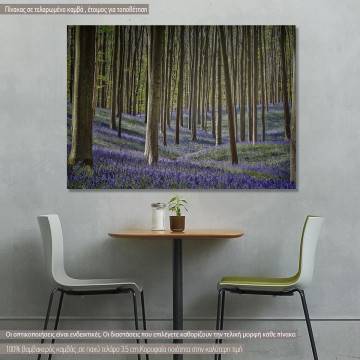Πίνακας σε καμβά Δάσος, Forest with bluebell flowers