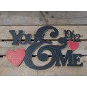 Wooden sign You & Me  with date