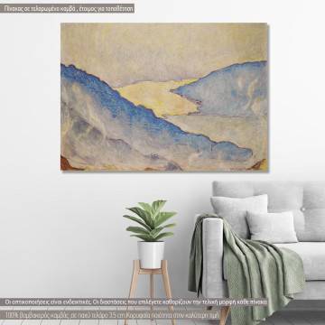 Canvas print Evening mist on lake Thun, Hodler F.