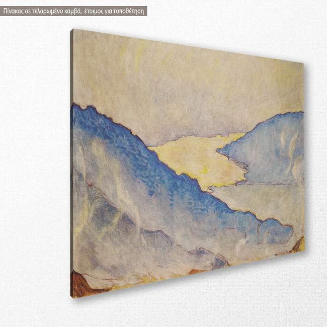 Canvas print Evening mist on lake Thun, Hodler F., side