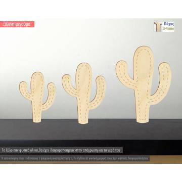 Wooden Cactus decorative figure