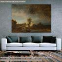 Canvas print Landscape with a stone bridge, Rembrandt