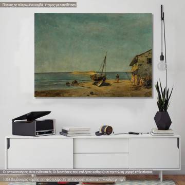 Πίνακας ζωγραφικής Το σπίτι του ψαρά στην παραλία, Βολανάκης, αντίγραφο σε καμβά