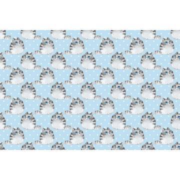 Wallpaper Watercolor cartoon cats (blue), pattern 2