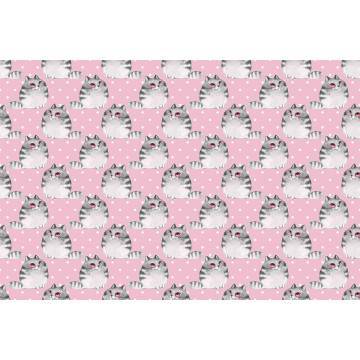 Ταπετσαρία τοίχου Watercolor cartoon cats (pink), μοτίβο 2