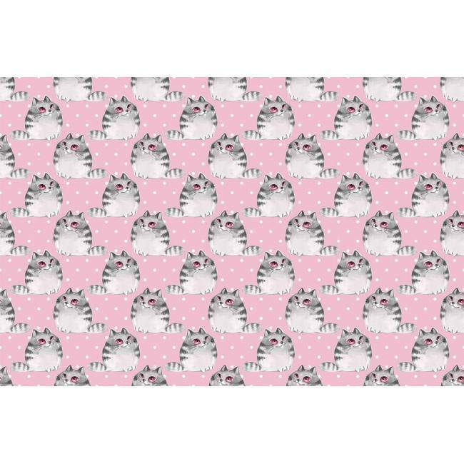 Wallpaper Watercolor cartoon cats (pink), pattern