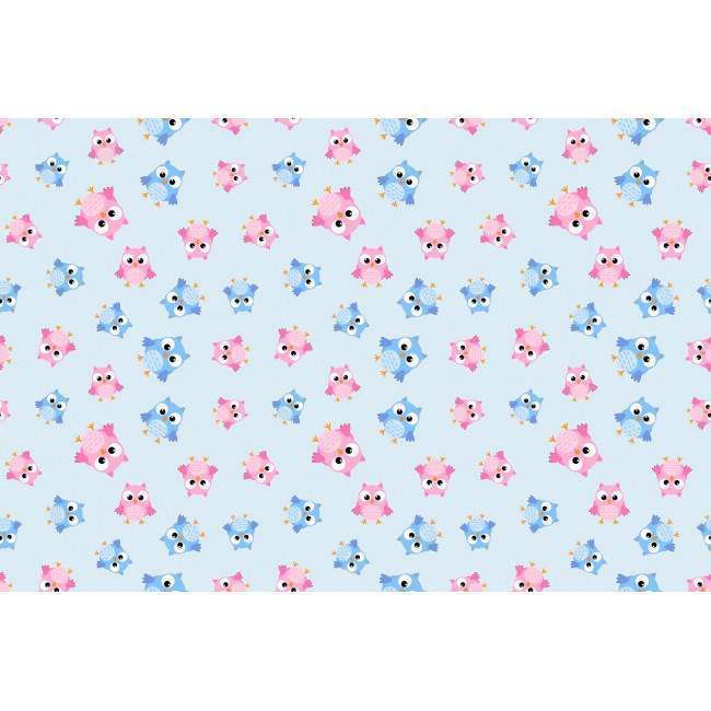 Cute owls (blue), ταπετσαρία τοίχου με μοτίβo