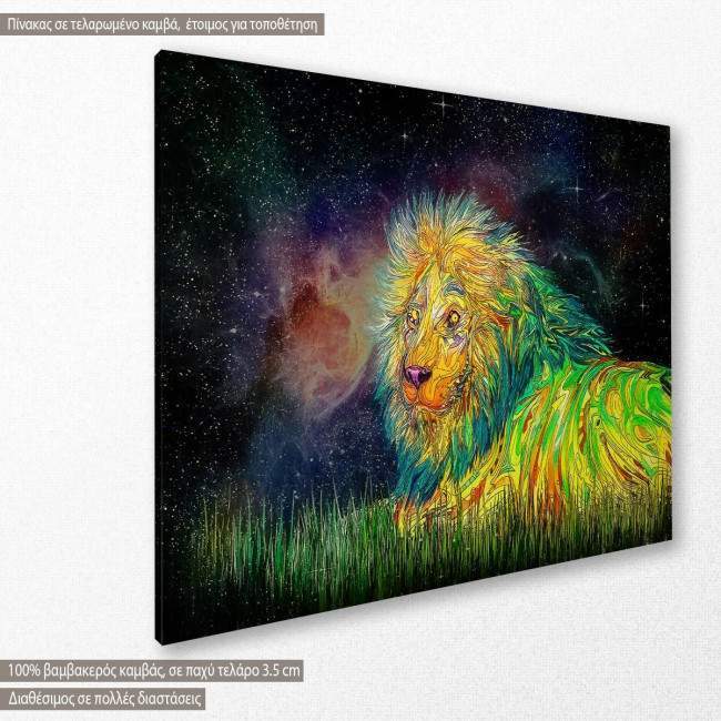 Canvas print Cosmos and the lion, side