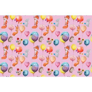 Wallpaper Animals with balloons (girl), pattern 2