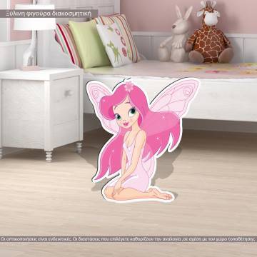 Fairy sitting wooden figure printed