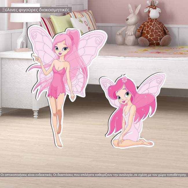 Fairies set 2 pc wooden figure printed
