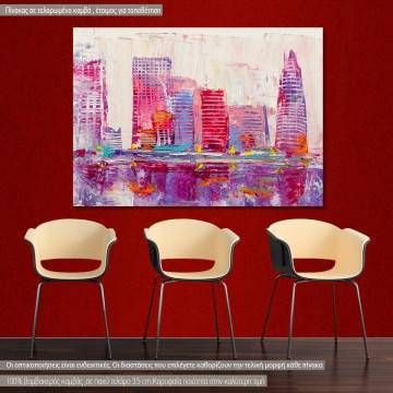 Canvas print Abstract painting of urban skyscrapers