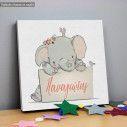 Kids canvas print Little lovely elephant with mouse and bird
