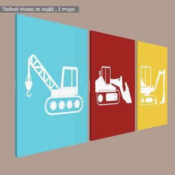 Kids canvas print Construction site I,3 panels 2
