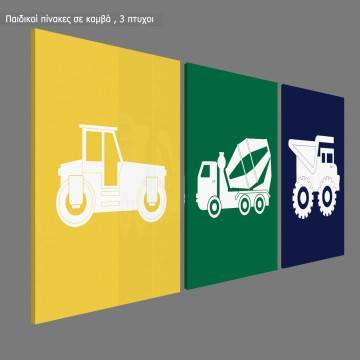 Kids canvas print Construction site II, 3 panels 2