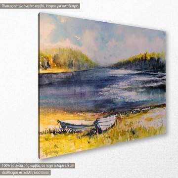 Canvas print Boats, Lake, Fishing boats on lake coast 2