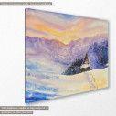 Canvas print Country house at mountain, Wooden house in winter mountains, side