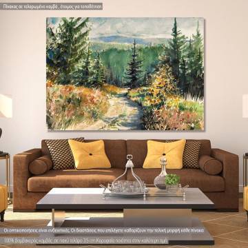 Πίνακας σε καμβά Ορεινό μονοπάτι, Landscape with mountains
