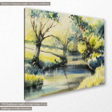 Canvas print River and trees, Rural landscape with river and trees 2