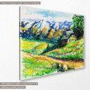 Canvas print Landscape with alpine house, side