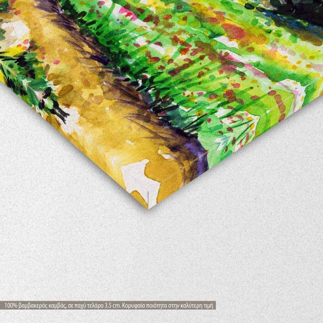 Canvas print Landscape with alpine house, detail