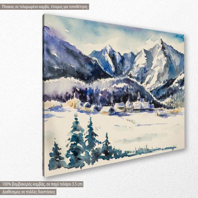 Canvas print Village covered with snow, side