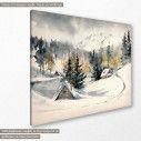 Canvas print  Winter landscape with mountain village, side