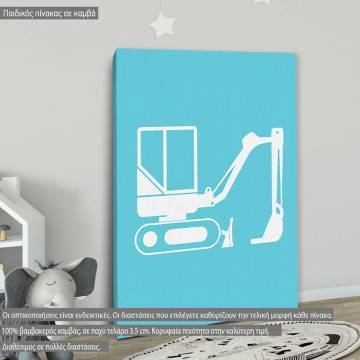 Kids canvas print Construction site excavator  2