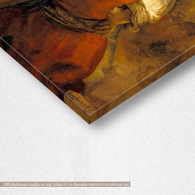 Canvas print Jakobs fight with an angel, Rembrandt, detail