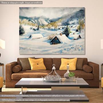 Canvas print Snowy houses, Mountain houses