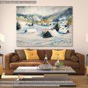 Canvas print Snowy houses, Mountain houses
