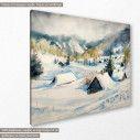 Canvas print Snowy houses, Mountain houses, side