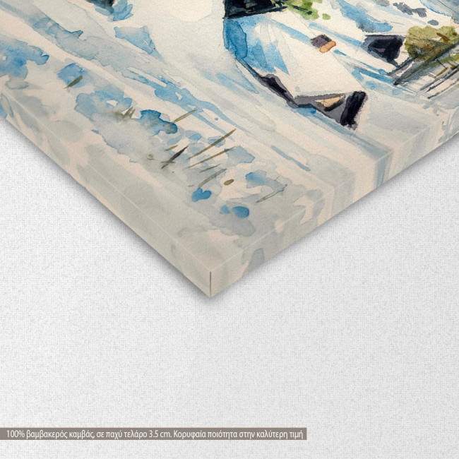 Canvas print Snowy houses, Mountain houses, detail