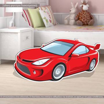 Wooden figure printed Racing  car