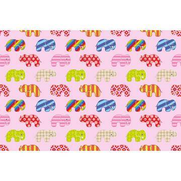 Ταπετσαρία τοίχου Colorful elephants (pink), μοτίβο 2