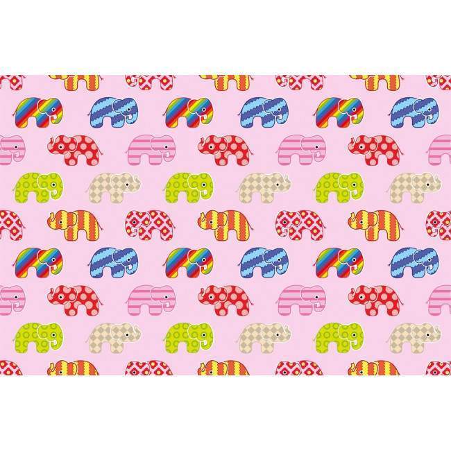 Wallpaper Colorful elephants (pink), pattern