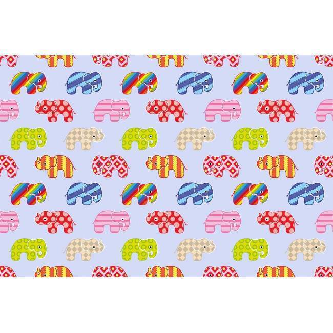 Wallpaper Colorful elephants (blue), pattern