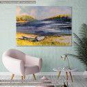 Canvas print Boats, Lake, Fishing boats on lake coast