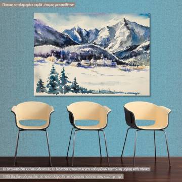 Canvas print Village covered with snow