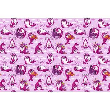 Wallpaper Baby seals pink, pattern 2
