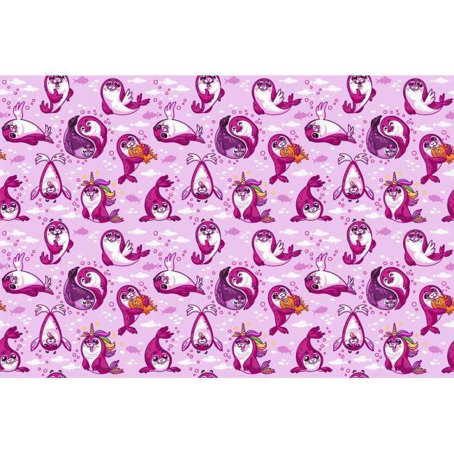 Wallpaper Baby seals pink, pattern