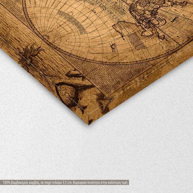 Canvas print Retro world map, detail