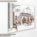 Street cafes, πίνακας σε καμβά, κοντινό