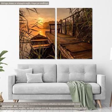 Canvas print Sunrise by the lake, two panels