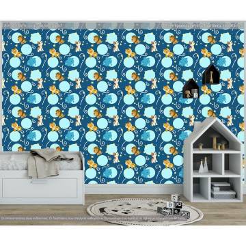 Wallpaper Blue animals, pattern