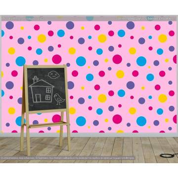 Ταπετσαρία τοίχου Polka dot (roz), μοτίβο